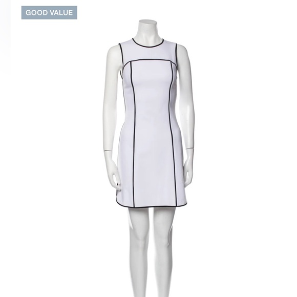 ALICE + OLIVIA White Acetate Dress Mini US 6 A-Line Black Accents RETAIL $450.00 - Picture 1 of 3